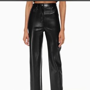 Aritzia Wilfred Leather Black Straight Pant